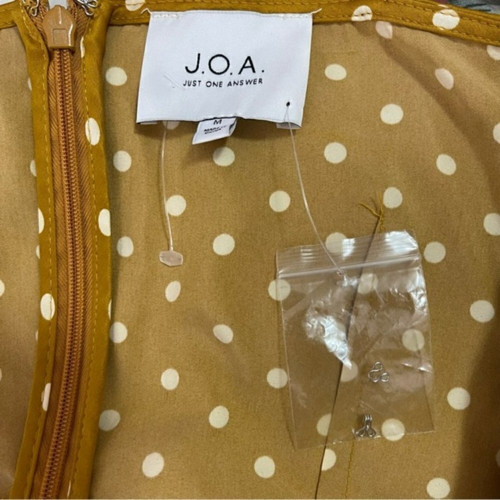 J.O.A. Yellow Polka Dots Satin Asymmetrical Dress US M - Picture 9 of 13